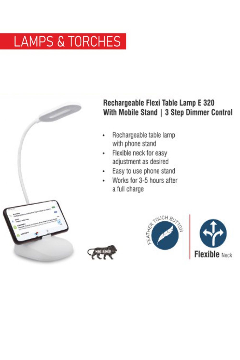 PUTHUSU RECHARGABLE FLEXI TABLE LAMP E 320