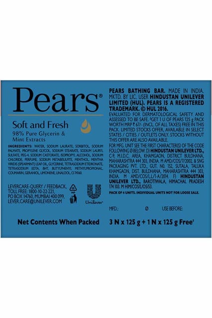 Pears Soft And Fresh Soap Buy3get1 3x125g