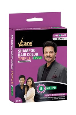 V Care Shampoo Hair Color Plus Black 25ml