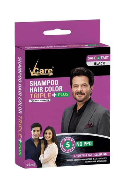 V Care Shampoo Hair Color Plus Black 25ml