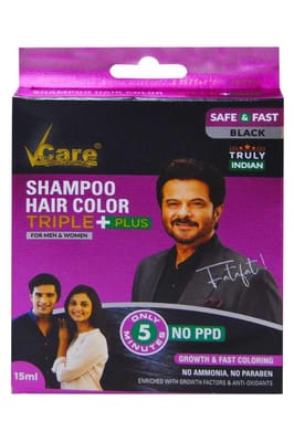 V Care Shampoo Hair Color Plus Black 15ml