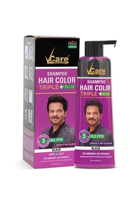 V Care Shampoo Hair Color Plus Black 180ml