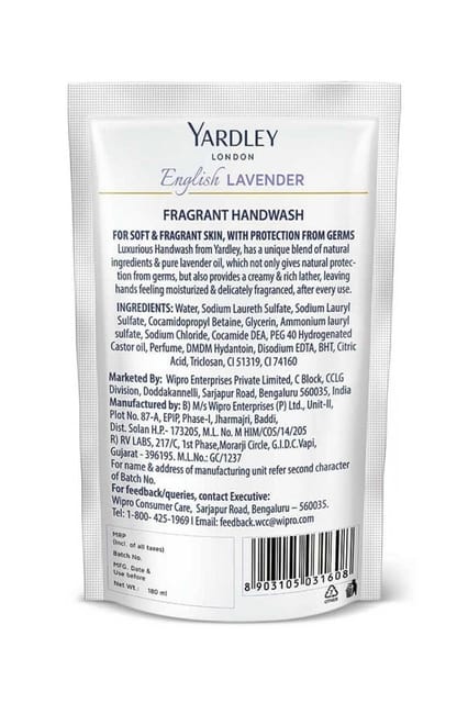 Yardley English Lavender Hand Wash Pouch Buy 2 Get 1 180ml