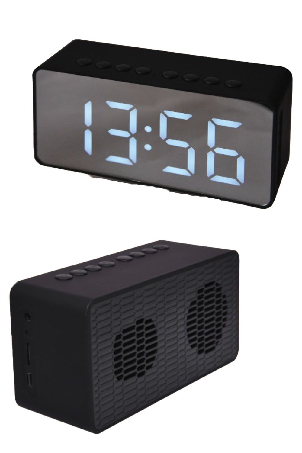 Urban Gear Clocky Bluetooth Speaker & Mirrored Alarm Clock Black