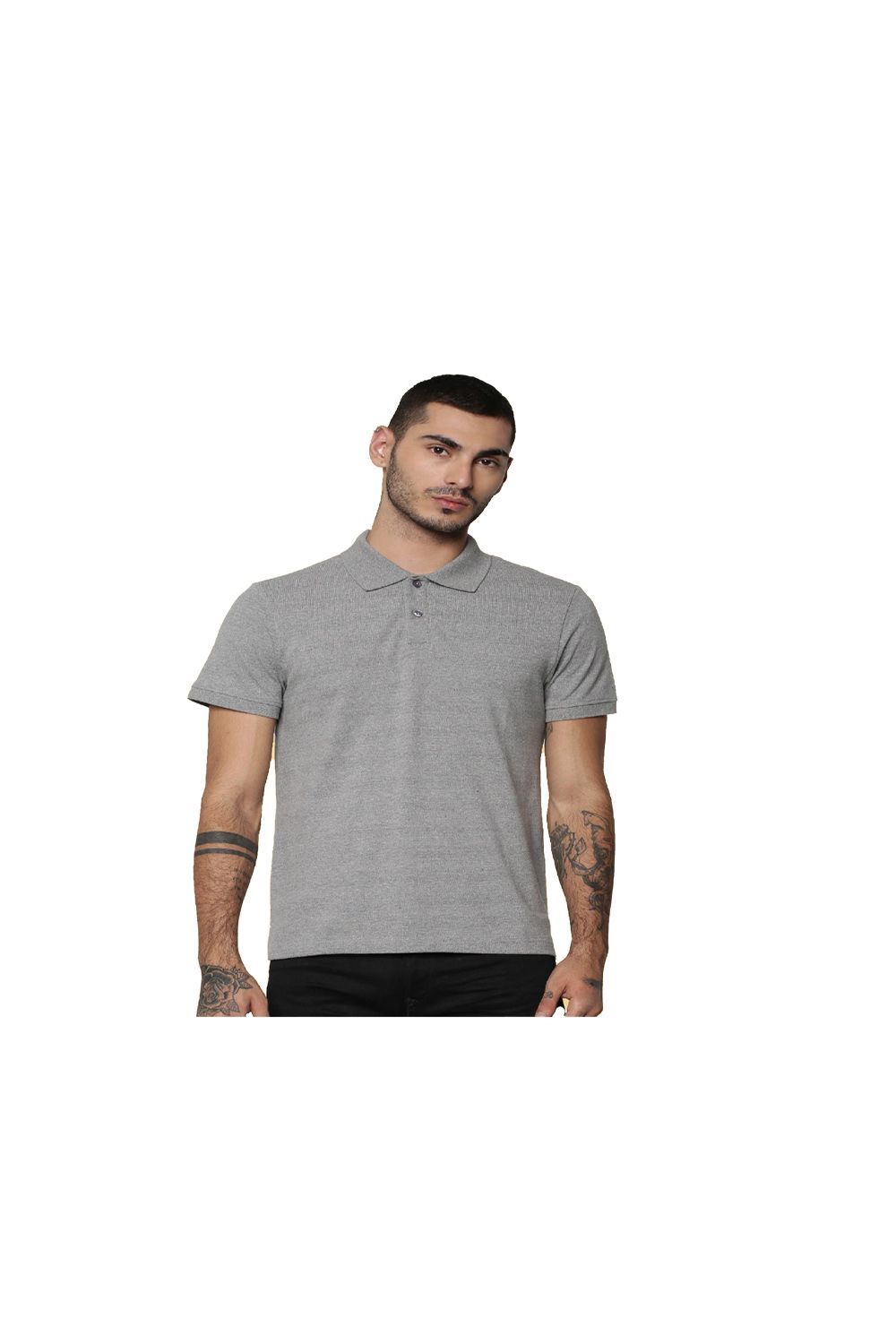 Jack&Jones Men's Solid Polo T-Shirt Grey