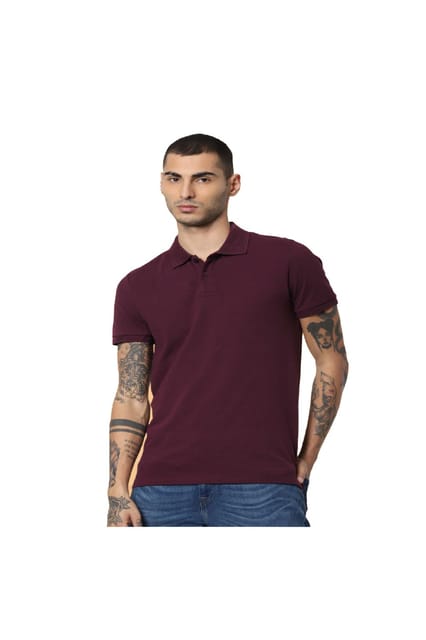 Jack&Jones Men's Jacquard Solid Polo T-Shirt Wine