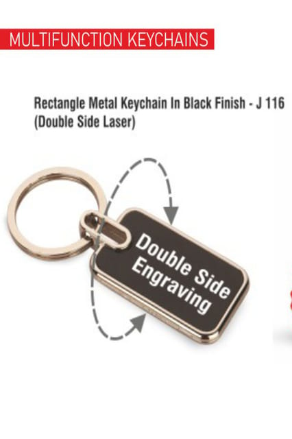 PUTHUSU RECTANGLE METAL KEYCHAIN IN BLACK FINISH J 116