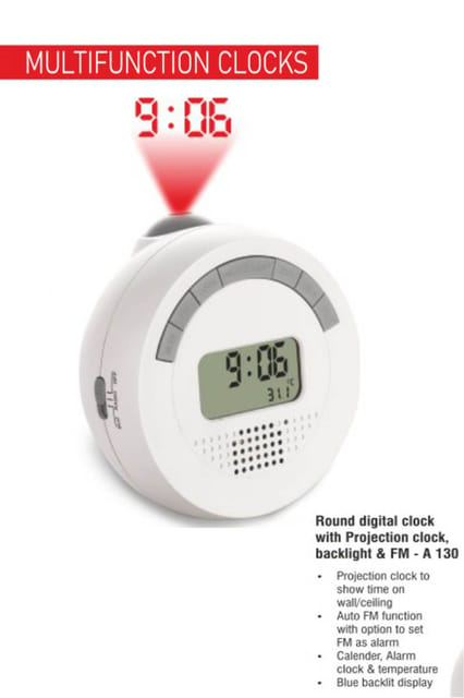 PUTHUSU ROUND DIGITAL CLOCK WITH PROJECTION CLOCK BACKLIGHT AND FM A 130