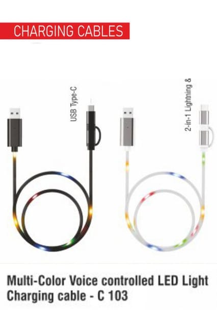 PUTHUSU MULTI COLOUR VOICE CONTROLLED LED LIGHT CHARGING CABLE C 103