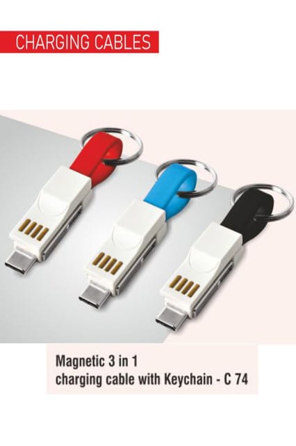 PUTHUSU MAGNETIC 3 IN 1 CHARGING CABLE WITH KEYCHAIN C 74