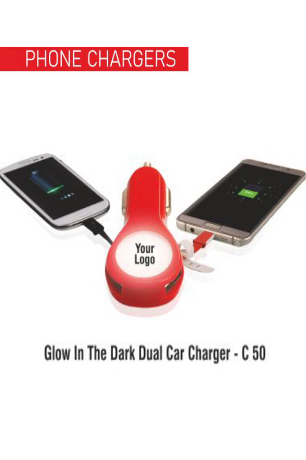 PUTHUSU GLOW IN THE DARK DUAL CAR CHARGER C 50