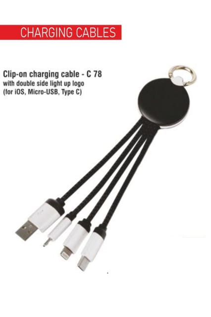 PUTHUSU CLIP ON CHARGING CABLE WITH DOUBLE SIDE LIGHT UP LOGO C 78
