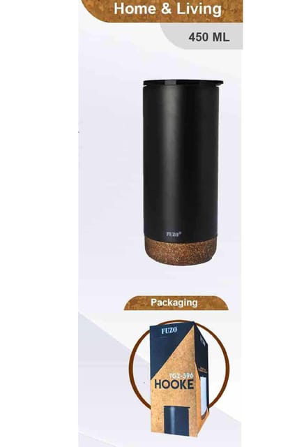 FUZO Double Wall Stainless steel Mug With Cork Coaster ARTR TGZ 396  BLACK