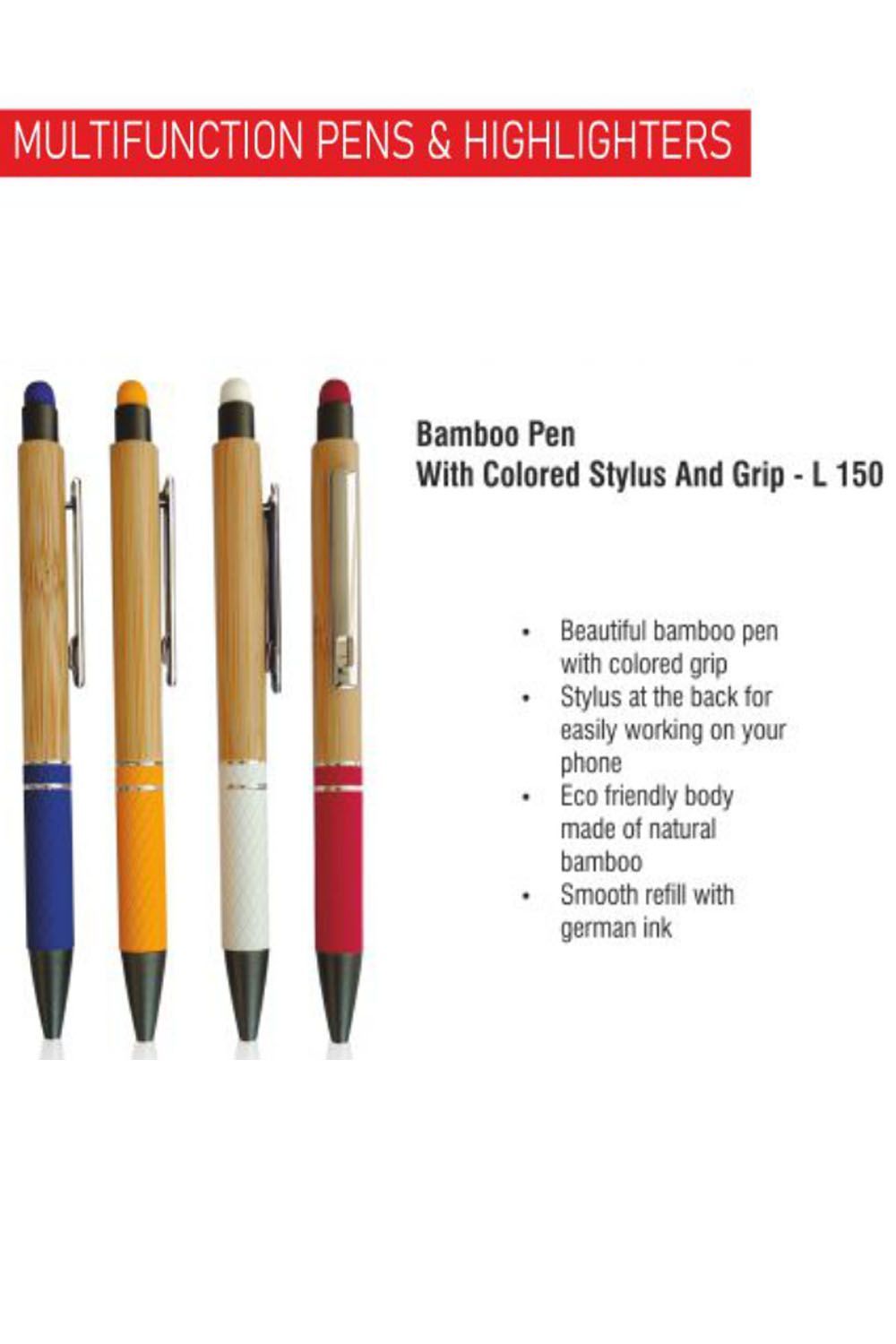 PUTHUSU BAMBOO PEN WITH COLORED STYLUS AND GRIP L 150