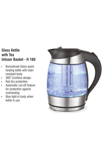 PUTHUSU GLASS KETTLE WITH TEA INFUSER BASKET H 160