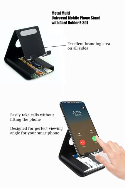 Puthusu Metal Multi Mobile Stand With Vistiting Card Holder E 301