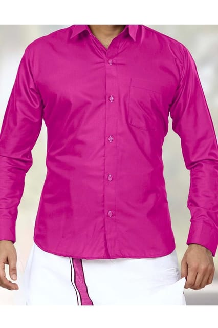 Acrylic Dhoti & Shirt Set Pink Half Sleeve