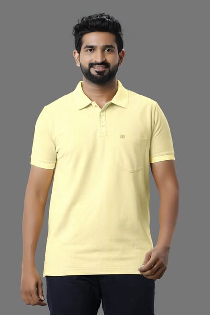 Ariser Mens Golf Polo Half Sleeve T-Shirt Light Yellow 29007