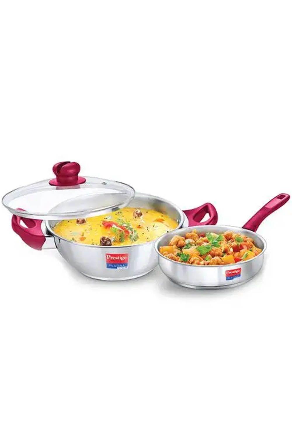 Prestige Platina Pop Kadai And Fry Pan 24cm 2pc Combo Pack 38070