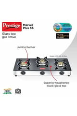 Prestige Marvel Plus GTM03 3 BurnerBlack Glass Top 40357