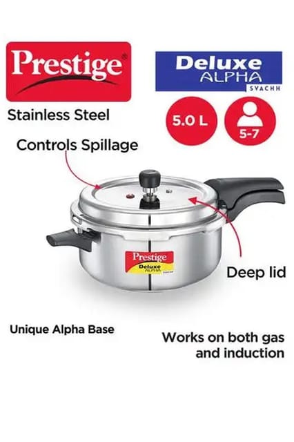 Prestige Deluxe Alpha Svachh Ss Pressure Cooker 5 L 20255