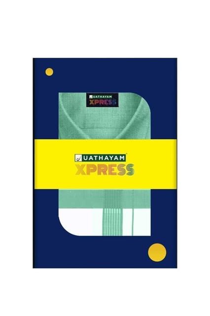 Uathayam Xpress Matching Border Dhoti & Shirt Set Full Sleeves 90711 Green