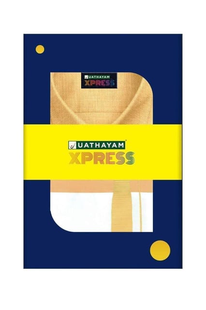 Uathayam Xpress Matching Border Dhoti & Shirt Set Full Sleeves 90710 Yellow