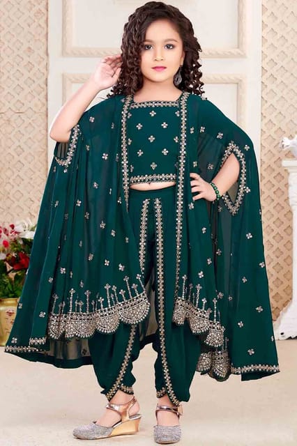 Anokkhi Girls Ethnic Wear Dhoti Suit D.Rama Green GY32268-D.RAMA