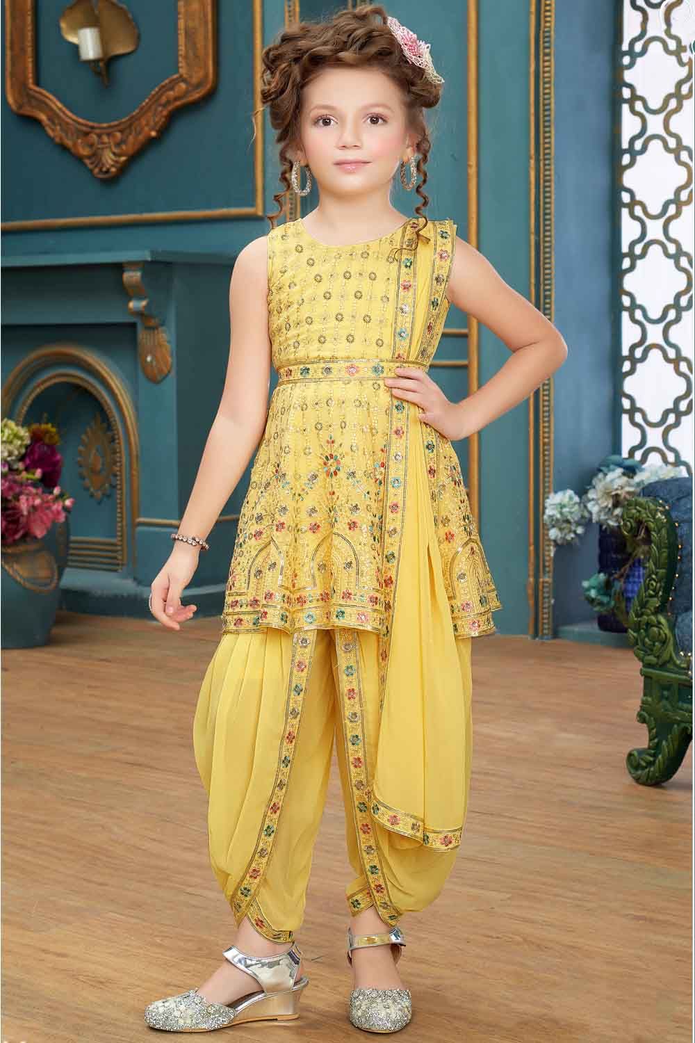 Anokkhi Girls Ethnic Wear Dhoti Suit Gold GY32284