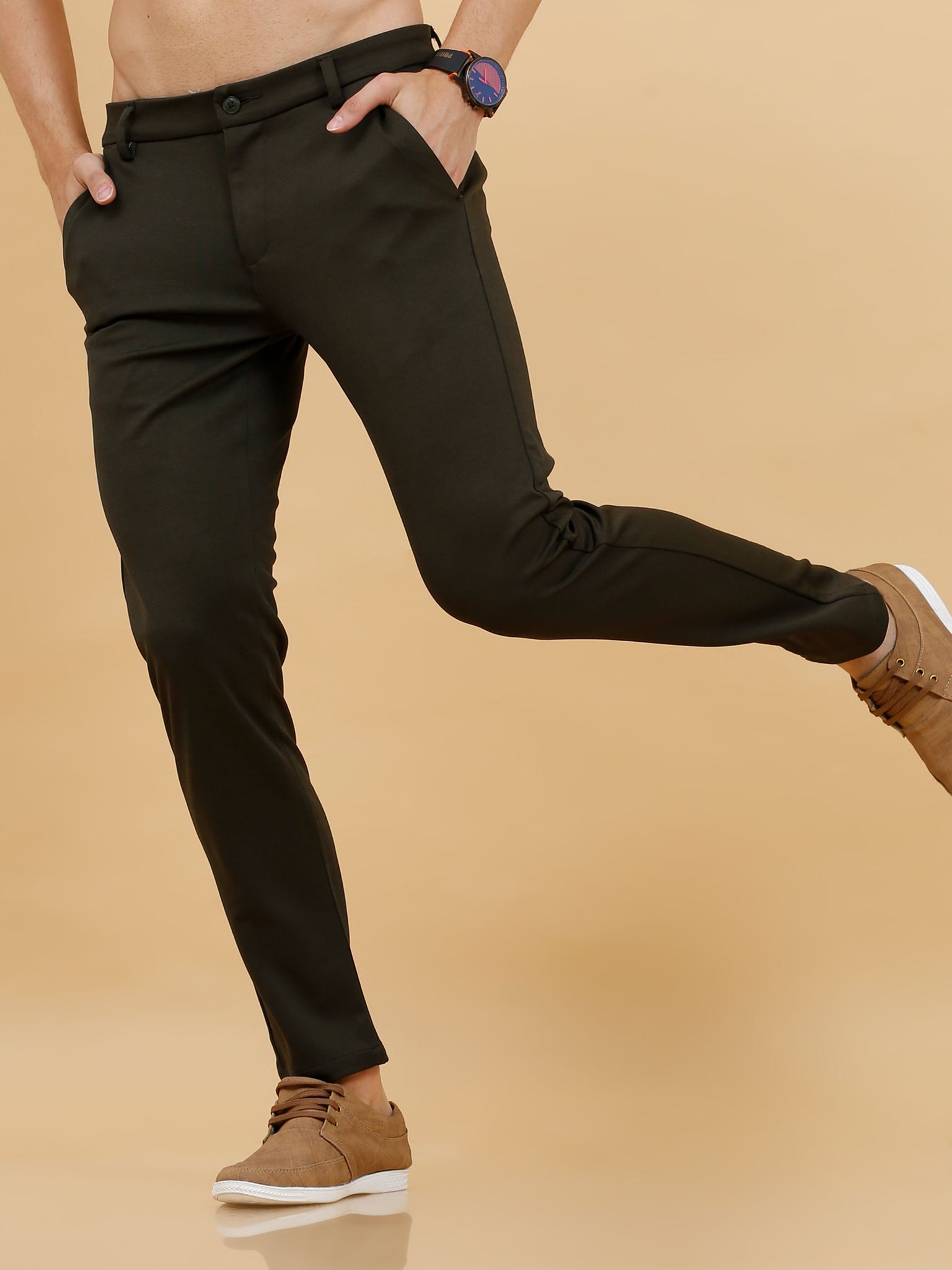 Stretchable Olive Lycra Trouser