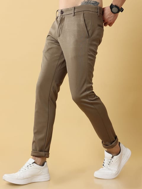 Stretchable Mush Brown Lycra Trouser