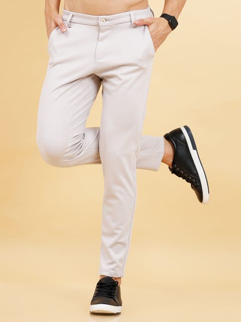 Stretchable Powder White Lycra Trouser