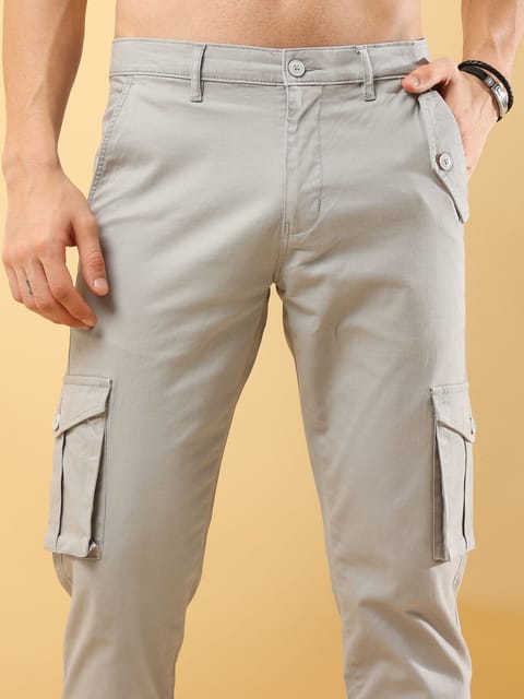 Slim Fit Light Grey Cargo Trouser