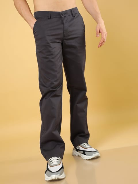 Cotton Dobby Baggy Fit Dark Grey Trouser