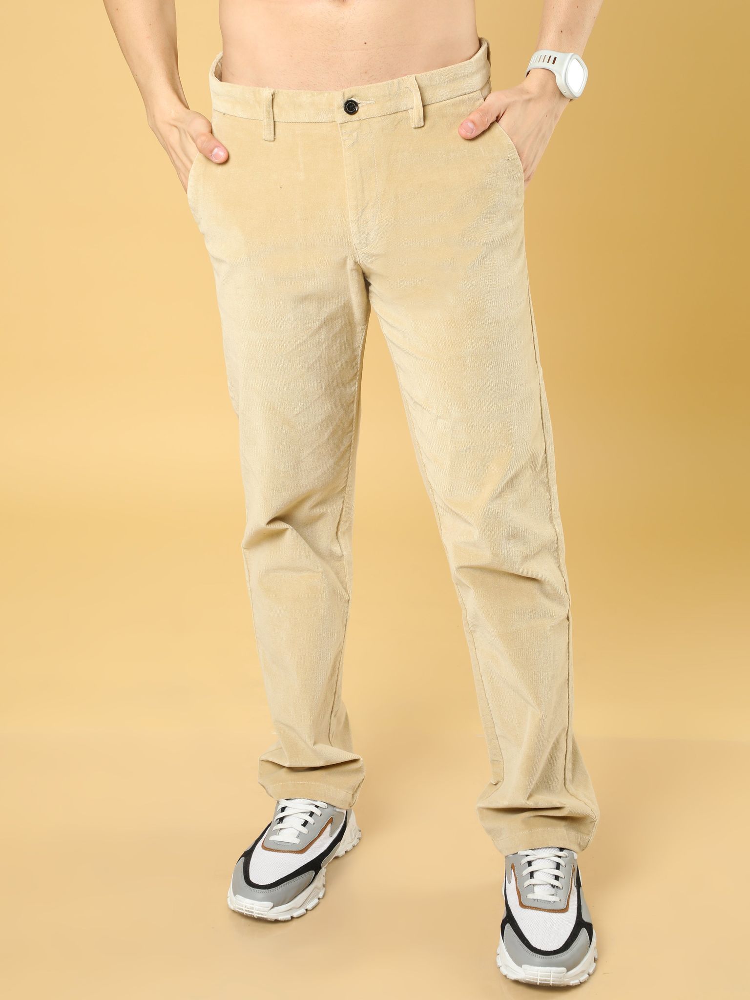 Premium Corduroy Baggy Fit Cream Trouser