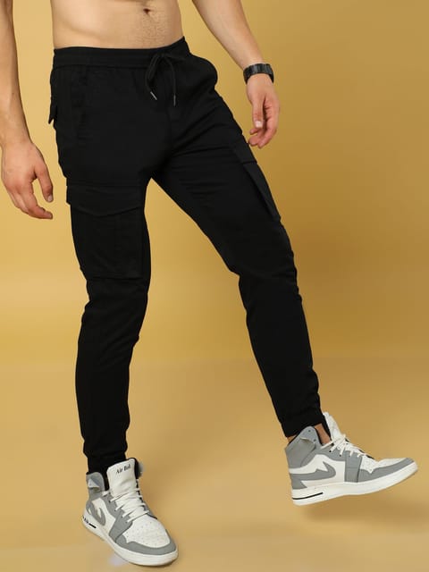 Authentic Black Cargo Cotton Joggers