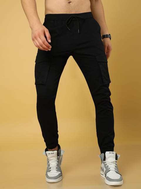 Authentic Black Cargo Cotton Joggers