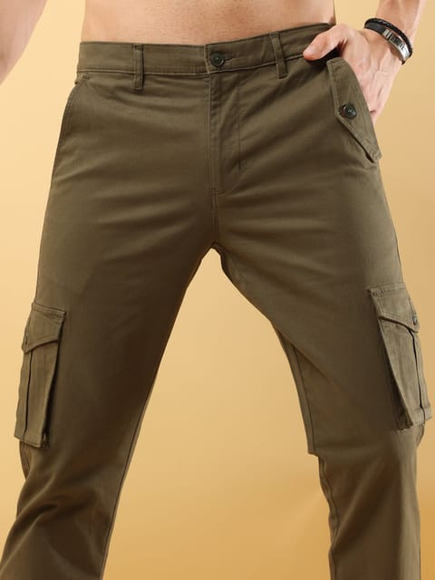 Slim Fit Seaweed Green Cargo Pant