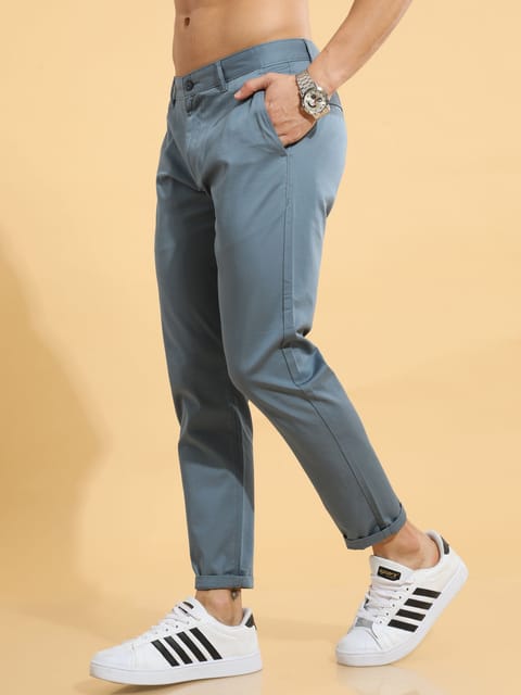 Fine Cotton Twill Blue Trouser