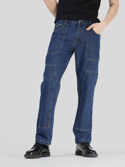 Rhino Dark Blue Relaxed Fit Denim Cargo