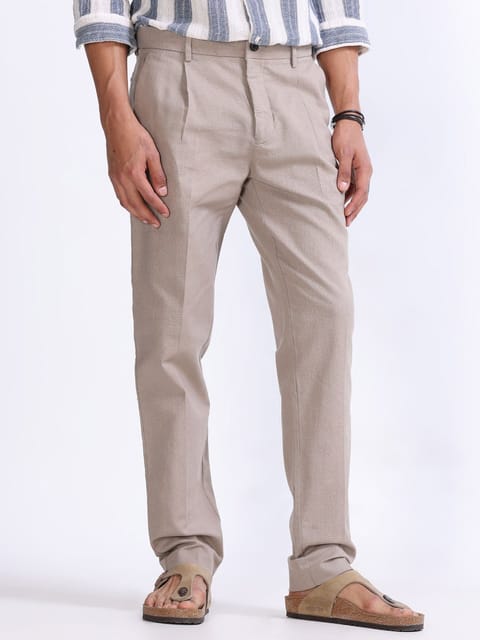 Raw Slub Dust Pleated Pant