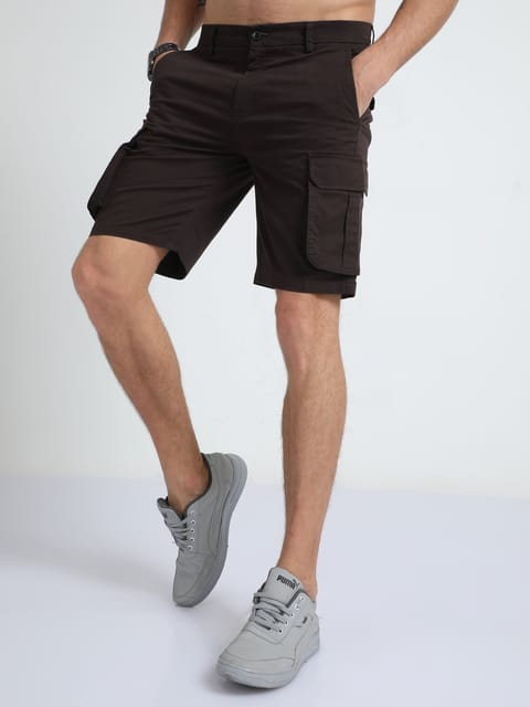 Premium Twill Brown Cargo Shorts