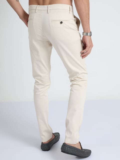 Box Dobby Cream Cotton Chino