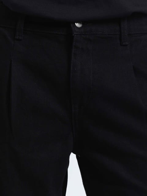 Classic Relaxed Black Double Cargo Denim