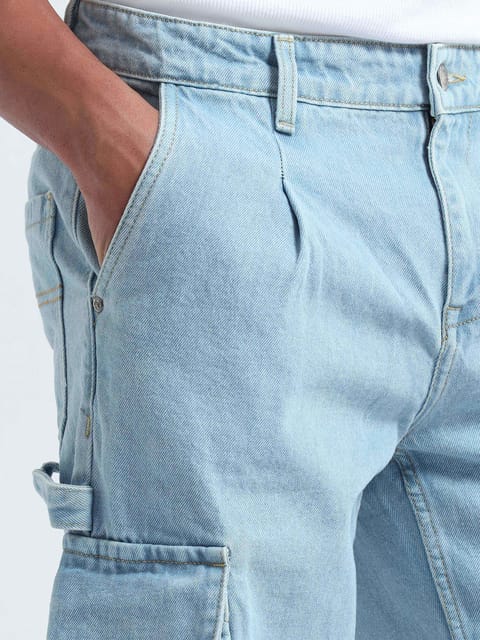 Classic Relaxed Light Blue Denim Cargo