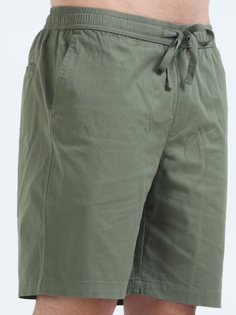 Soft Cotton Olive Basic Shorts