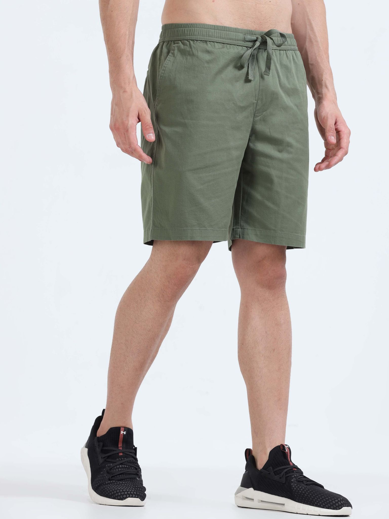 Soft Cotton Olive Basic Shorts