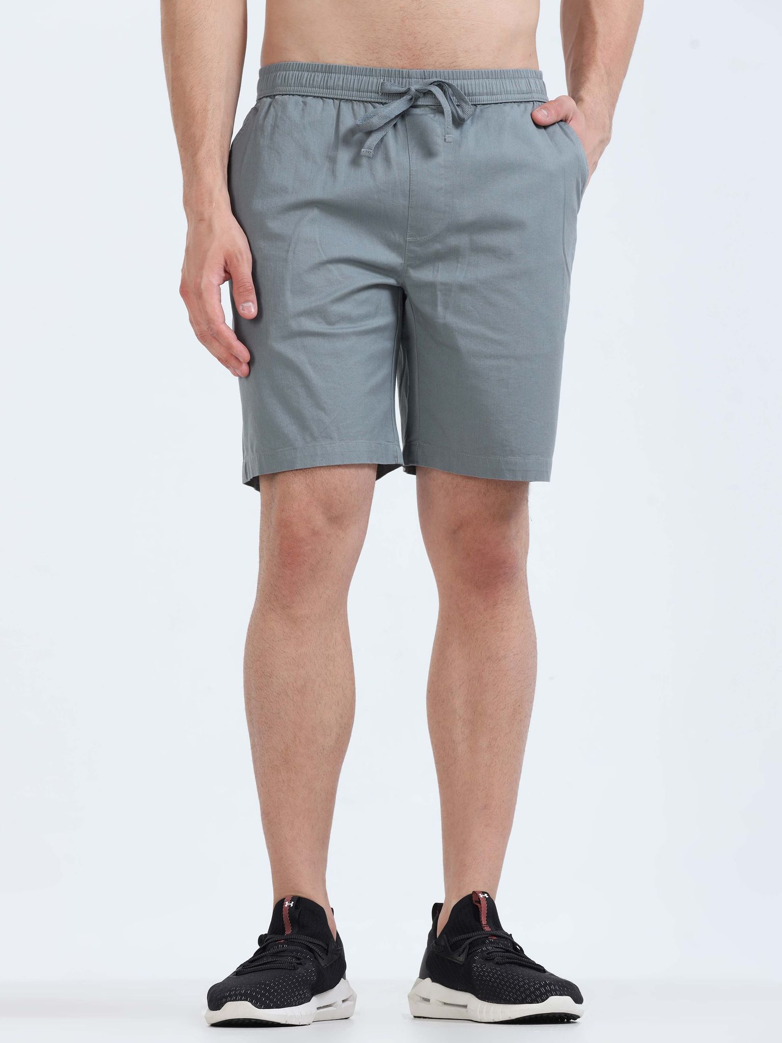 Soft Cotton Steel Grey Basic Shorts