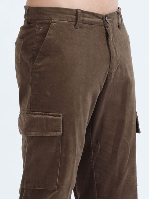 Soft Corduroy Oak Olive Relaxed Cargo Pant