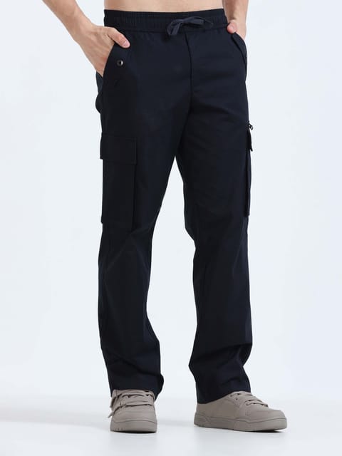 Flexi Waist Zip Navy Cargo Pant